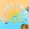 Home Kitchen Tools & Accessories Gadget Yellow Plastic Utensils Set with Plastic Holder