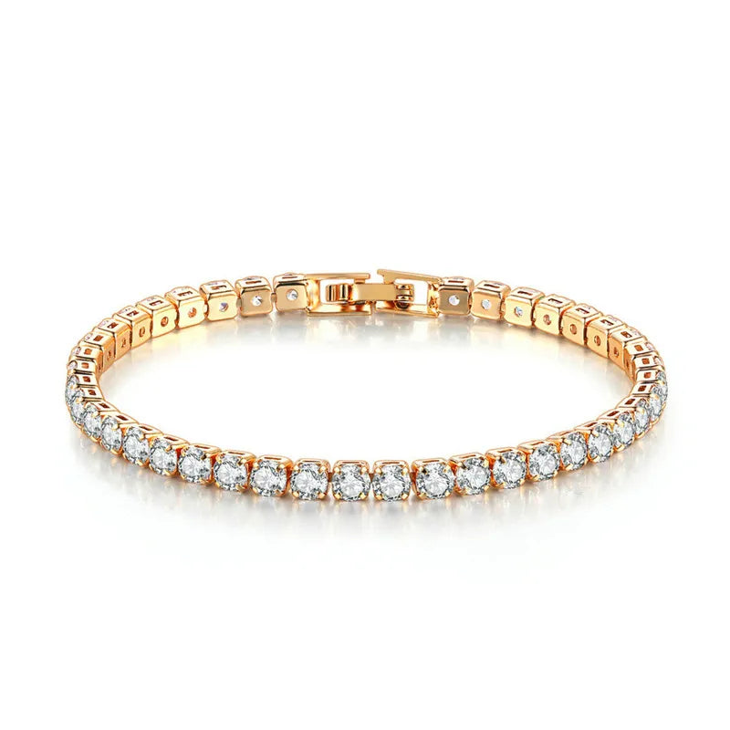 18K Gold Plated 4mm Cubic Zirconia Classic Tennis Bracelet Fashion Charm Bracelets for Women