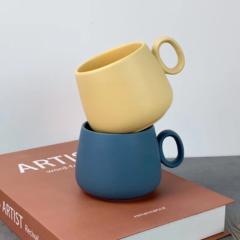 Modern Minimalist Matte Ceramic Mugs Lovers Water Cup Breakfast Coffee Mugs Set