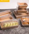 Wholesale Kraft Paper Square Baking Box with Clear Window for Cake Roll Sandwich Matt Lamination for Food Storage