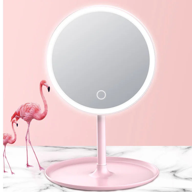 New Makeup Cosmetic Lighted Led Mirror Sktop LED Makeup Mirror Box Cosmetic Mirror with Storage Tray