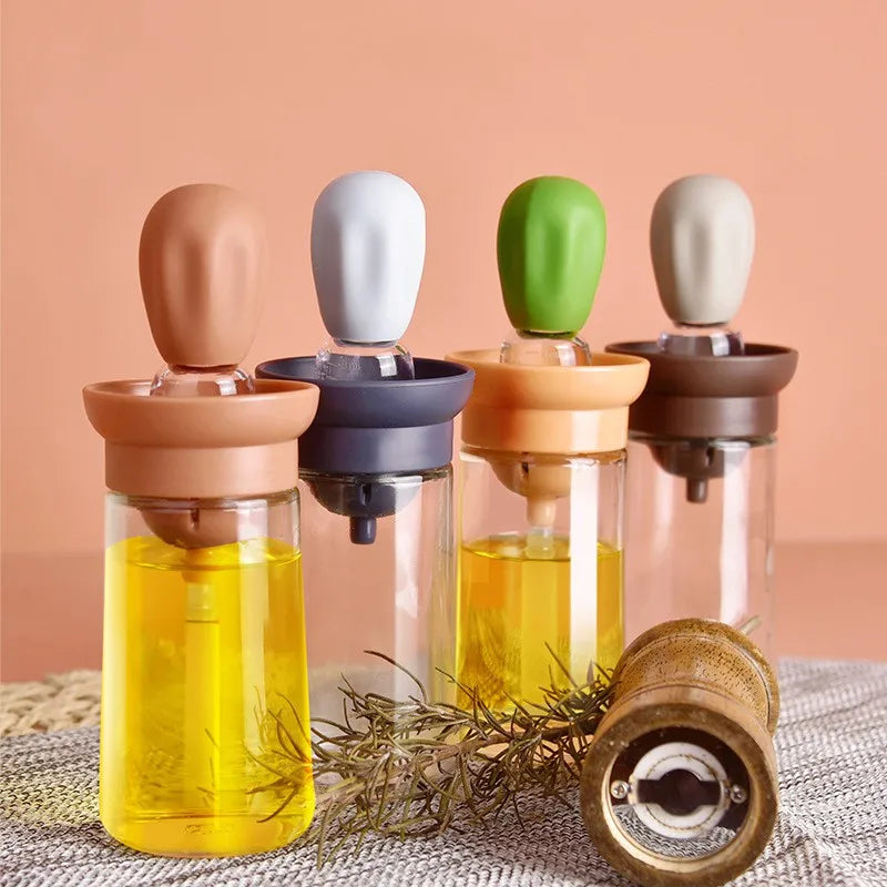 Dropper Measuring Silicone Barbecue Brush Oil Dispenser Bottle Glass Olive Oil Dispenser Bottle With Silicone Brush