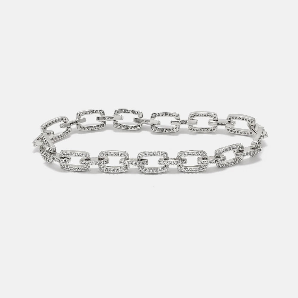 IVIAPRO Jewelry 18K Gold Plated Shinning Cubic Zircon Link Chain Bracelet for Women