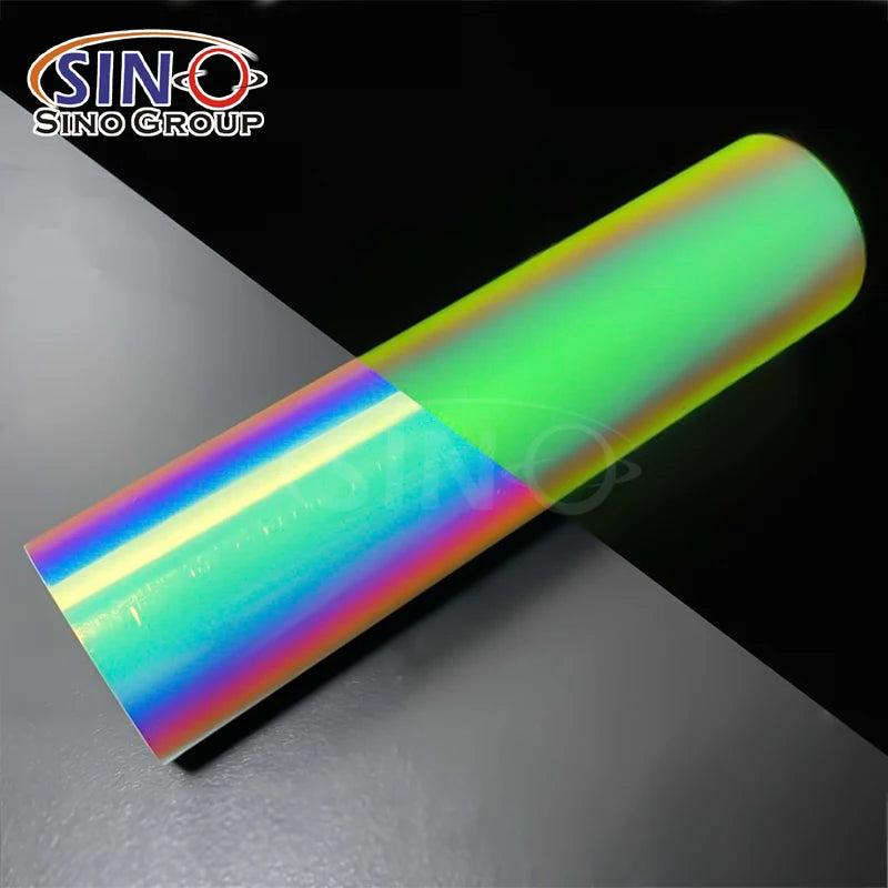 Rainbow Glow in Dark Holographic Fluorescent T-shirt Clothing Textiles Cotton Fabric Cut HTV Heat Transfer Vinyl