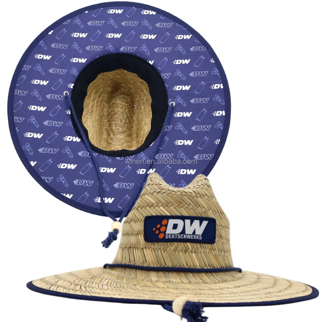 Fashion Sun Protection Breathable Wide Brim Natural Grass Panama Hat for Men Women Customizable Logo Beach Lifeguard