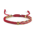Pulsera De Cuerda Handmade Tibetan Buddhism Copper Beads Adjustable Rope Bracelets Colorful Six Words Friendship Rope Bracelet