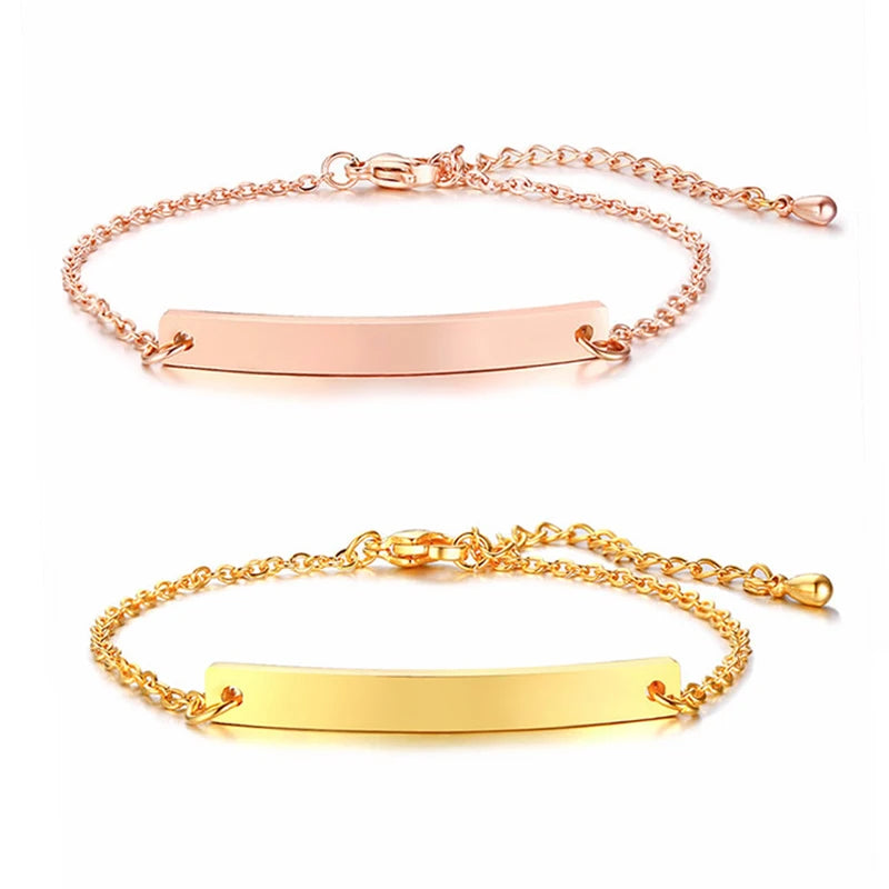 Wholesale Custom Engravable Stainless Steel Bar Bracelet Jewelry Blanks for Engraving