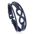 Hand Weaved Black Figure-Eight Infinite Leather Bracelet Personalized Simple Couple Jewelry Fashionable Cuff Accessory