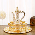 QIAN HU Luxury European Royal Style Coffee Tea Set 600ml Capacity Vintage Metal Coffe Cup with Crystal Stones for Holidays