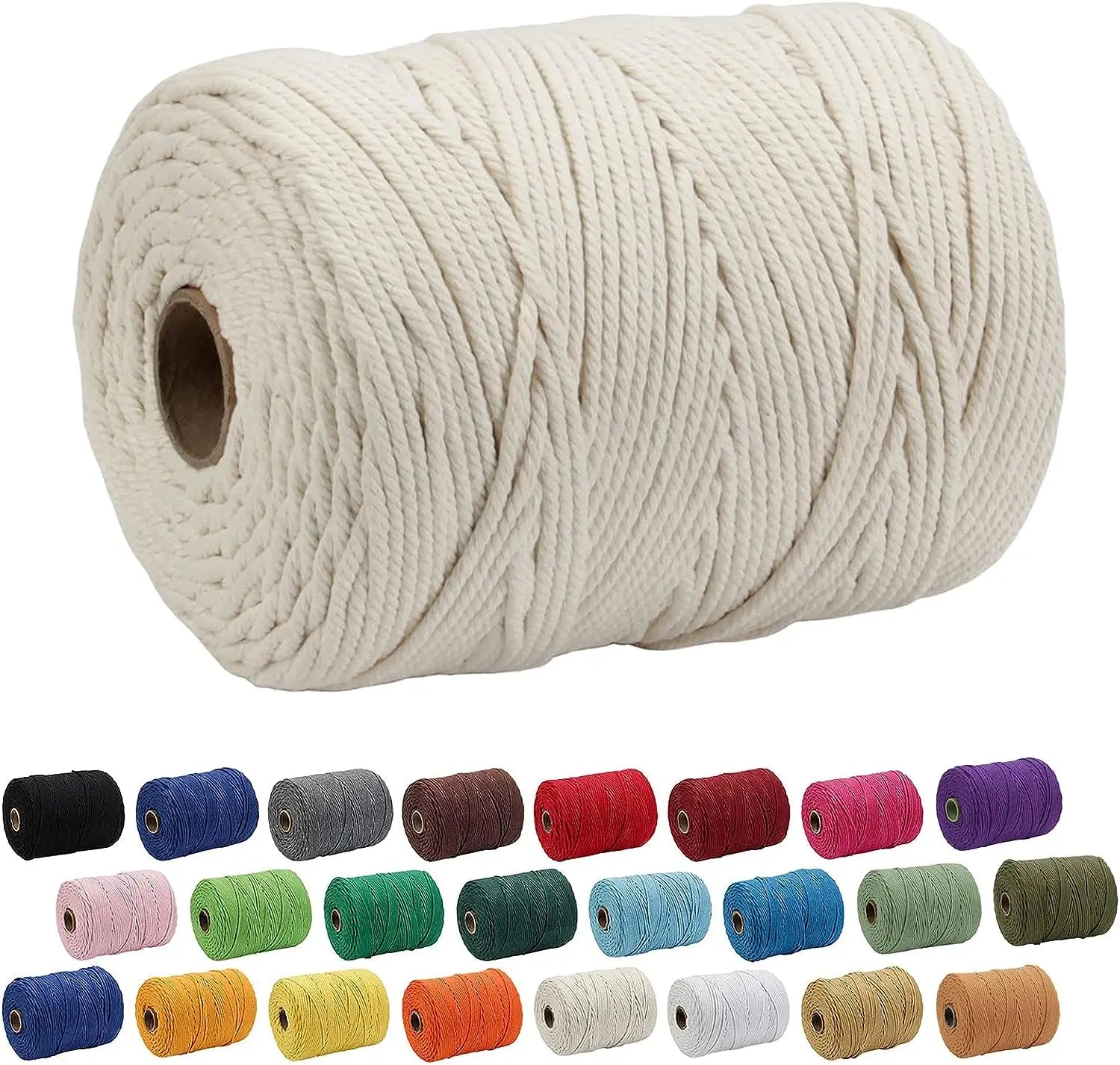 Macrame Cord 100% Natural Cotton Rope Cord 4mm for Handmade Plant Hanger Wall Hanging Craft Making Makramee Cord