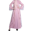 Trumpet Sleeve Glitter Decoration Floor Length Loose Size See Through Black White pink Color Muslimah Abaya