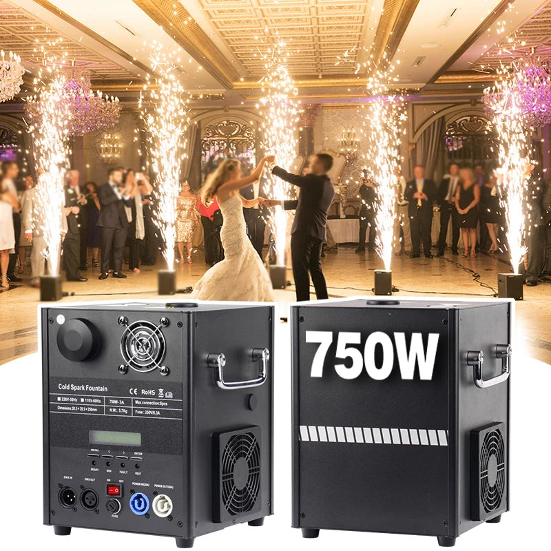 Factory Price 750w Cold Spark Machine Wedding Dj Party Stage Cold Sparkler Machine Remote DMX Contaol Cold Spark Machine