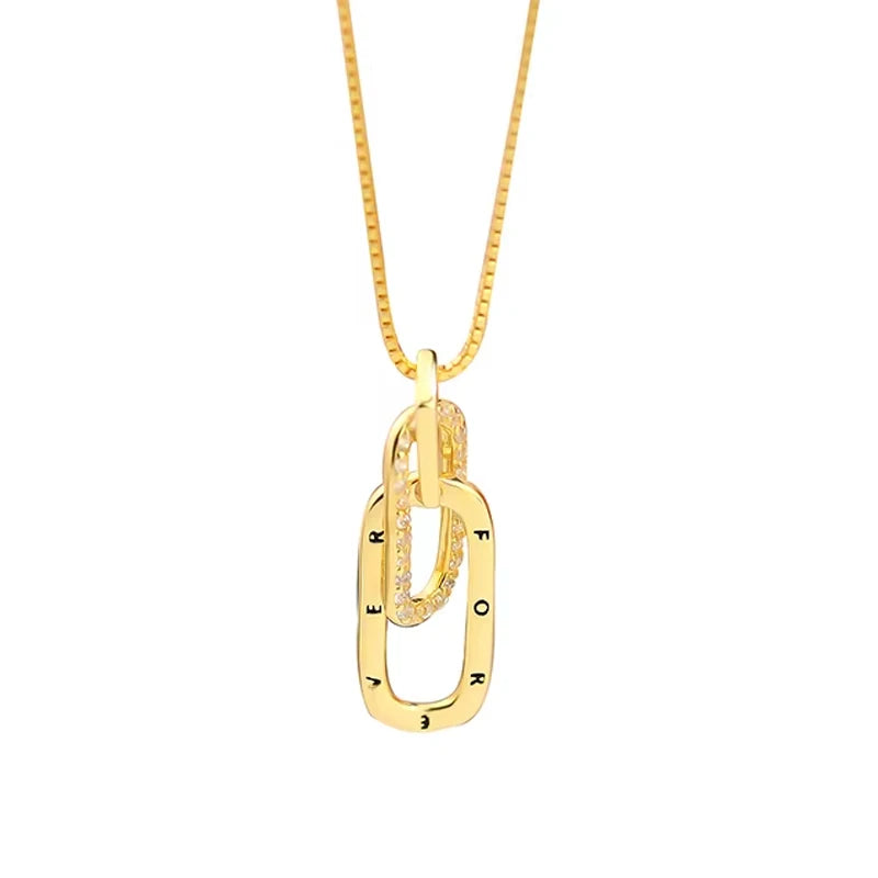 Women Trendy Jewelry 925 Sterling Silver Custom Paperclip Gold Plated Necklace