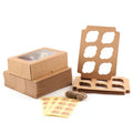 Customize  reusable Kraft Paper 6 hole cupcake boxes and White Cardboard Muffin Boxes with Clear Window