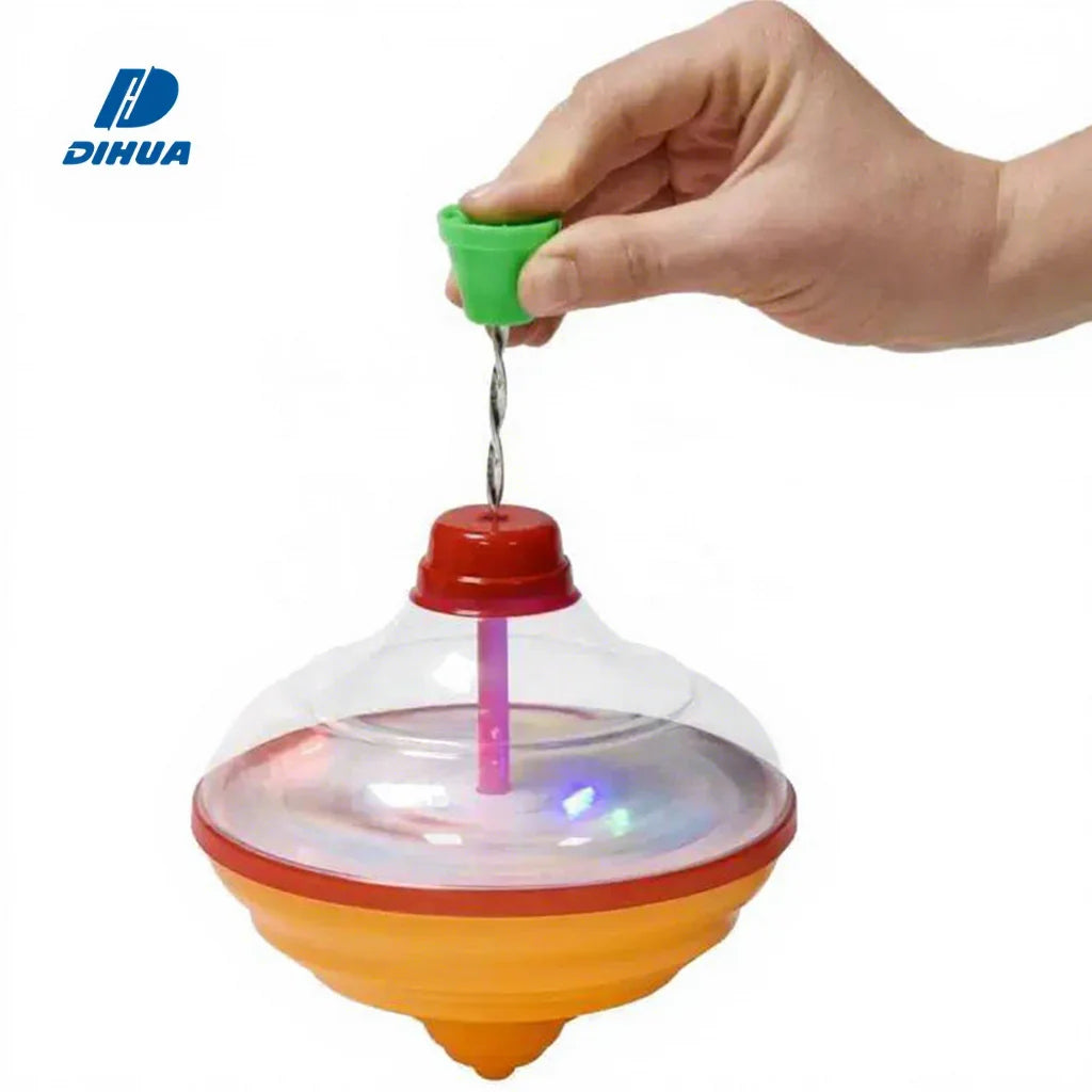 Classic Hand Pull String Spinning Top Toy with Cool Light up Educational Gyroscope for Kids Developing Hand Eye Coordination