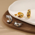 Luxury Designer 18K Gold-plated Stainless Steel Colored Zircon Earrings Retro Geometric Thick Women's Fashion Jewelry Party Gift