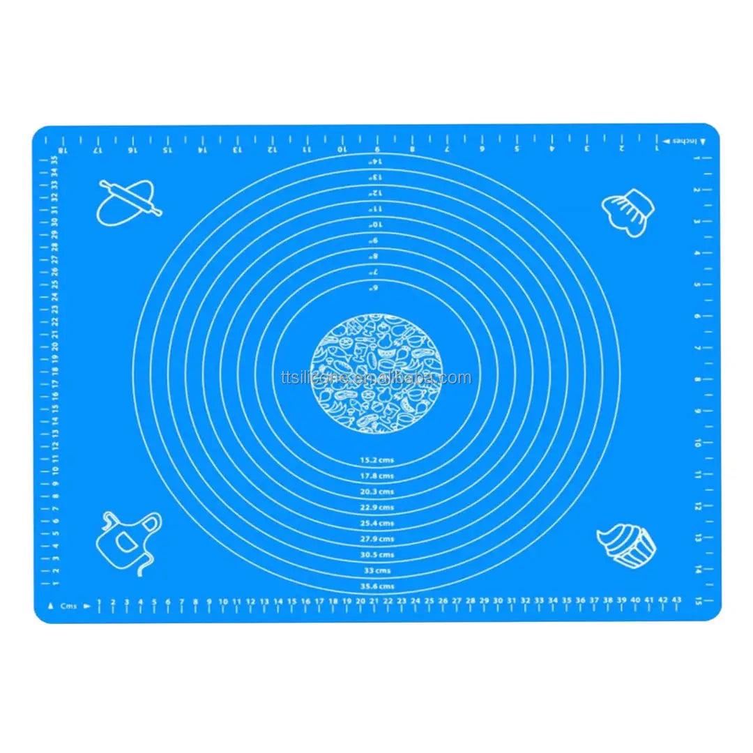 Wholesale Non-Stick Baking Pizza Pie Rolling Kneading Dough Mats Silicone Pastry Mat With Measurement