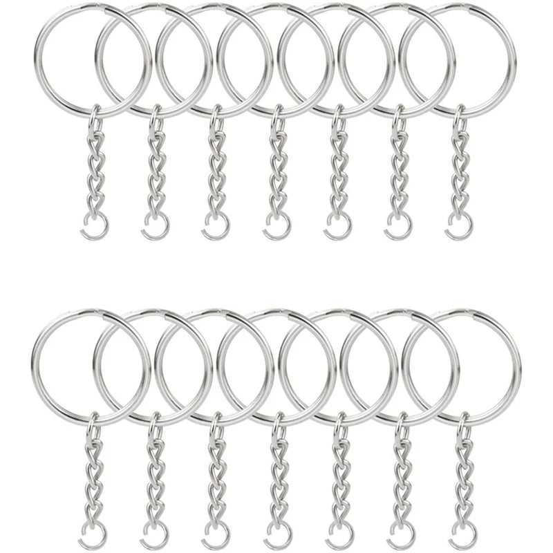 Cartoon Metal Split Key Ring With Chain Open Jump Ring Connector Keychain Parts for DIY Bag Charm Jewelry Making