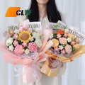 Handmade Knitted Crochet Flower Bouquet Rose Artificial Flower Gift for Friends Christmas Mother's Valentine's Day Gifts