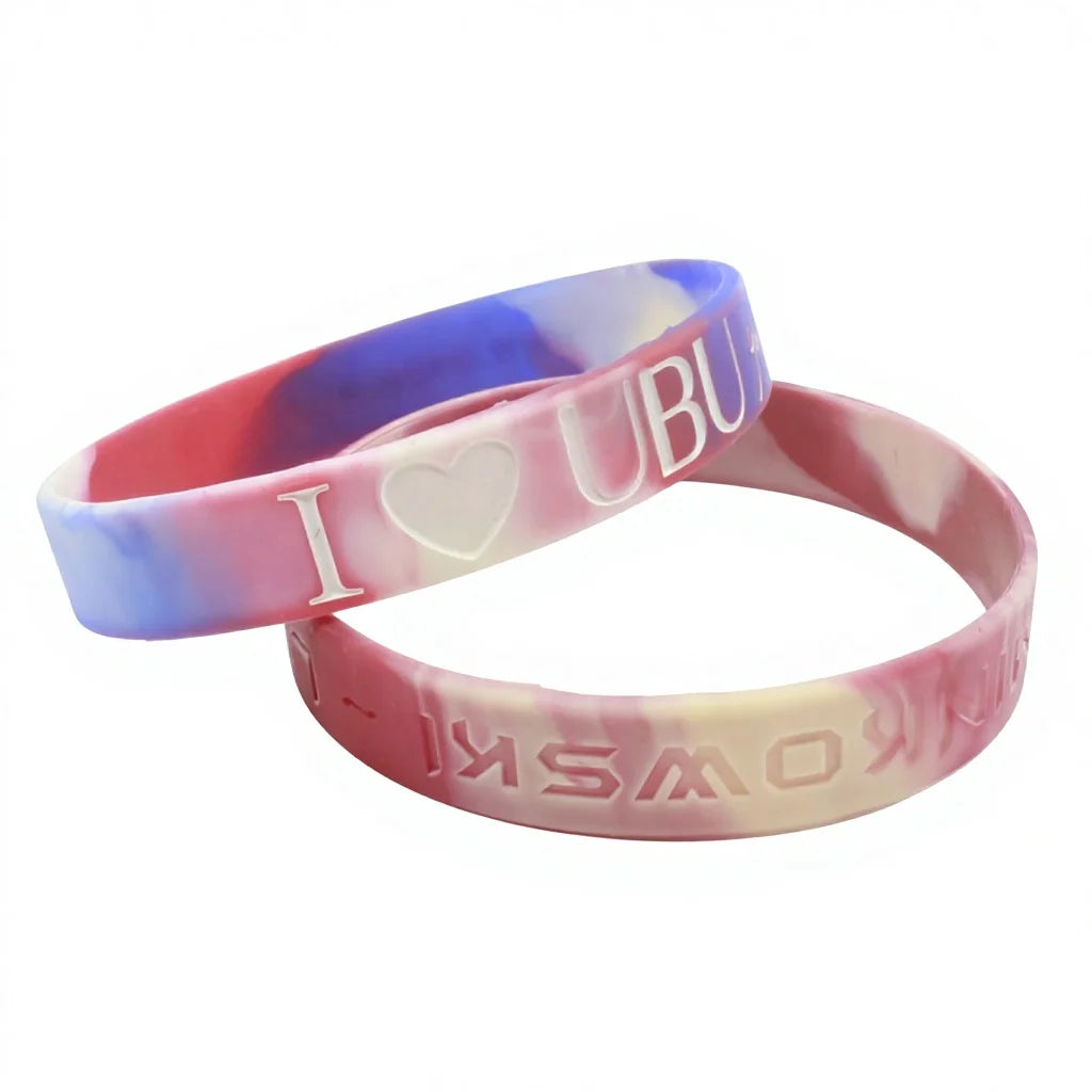 Personalized Fashion Custom Logo Fitness Silicone Wristband Cheap Tie Dye Color Silicone Bracelet Mix Color Promotional
