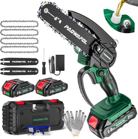 6 Inch Oiling Chainsaw Cordless High Power Rechargeable Protective Cover for Branch Wood Cutting Mini Electric Chainsaw