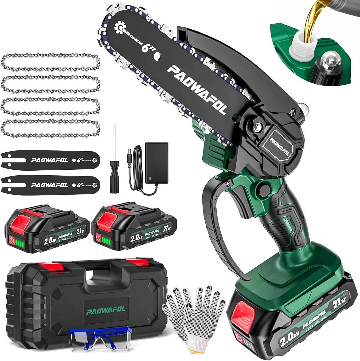 6 Inch Oiling Chainsaw Cordless High Power Rechargeable Protective Cover for Branch Wood Cutting Mini Electric Chainsaw
