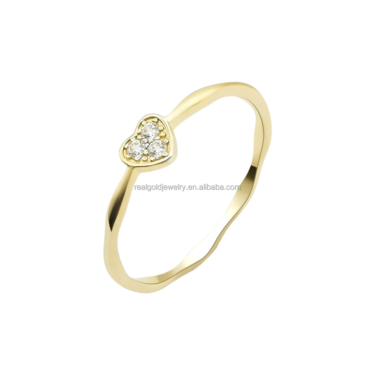 Classic Heart Design Cheap Factory Price Real 14K Solid Gold Ring Jewelry Real Karat Gold Tiny Ring Wholesale