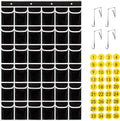 36-Pocket Foldable Heavy Duty Non-Woven Fabric American Style Wall Mounted Classroom Pocket Chart for Student Cellphone Storage