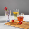 Classic Daily Glassware 8oz Glass Cup Embossed Hammer Design Glass Tumbler Clear Water Glasses 230 ml Gold Rim Drinking  Tumbler
