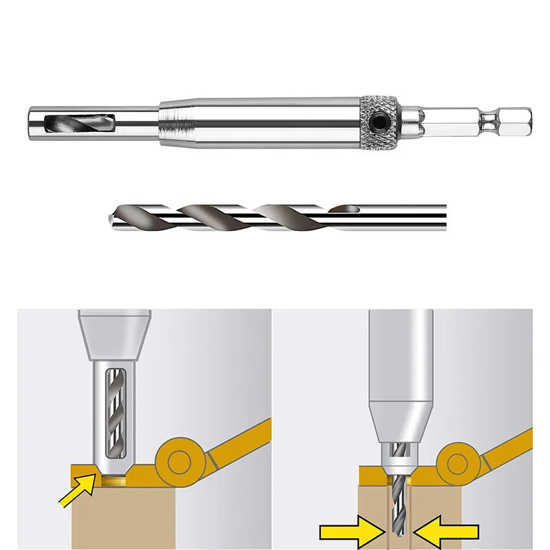 HSS Self Centering Hinge Drill Bit Set Spring Loaded Door Window Hinge Twist Wood DIY Drill Bit Hole Puncher