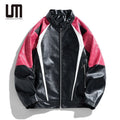 Liu Ming New Product 2025 Fashion Men Casual Zipper Patchwork Color Leather Biker Jackets Outerwear Coat