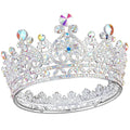 GENYA Luxury Full Round Brilliant Crystal Wedding Pageant Hair Jewelry Alloy Plated Bling Tiara Women Crown