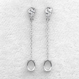 Sterling Silver 6*8mm Semi Mount Line Earrings Empty Support Blank Claws Setting S925 Base Without Center Stone for DIY Inlay