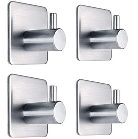 Waterproof 304 Stainless Steel Self Adhesive Hook No Nail Bathroom Kitchen Door Back Coat Hanger Rust Proof Factory Direct OEM