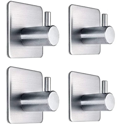 Waterproof 304 Stainless Steel Self Adhesive Hook No Nail Bathroom Kitchen Door Back Coat Hanger Rust Proof Factory Direct OEM