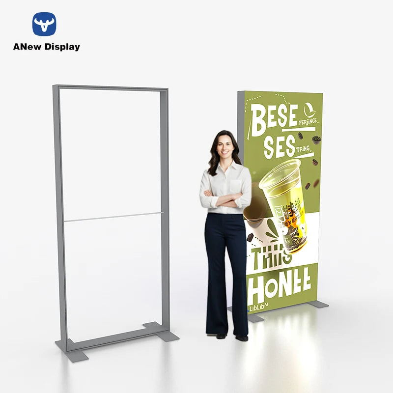 Portable Aluminum Frame Tool Free Led SEG Fabric Backdrop Display Stand Pop up Backlit Light Box