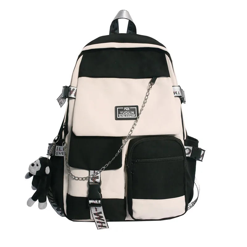 College Student Schoolbag Shoulder Bag Male Female Large Capacity Fashion Sturdy Washable Lightweight Backpack Cool Computer Bag