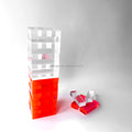 Modern Acrylic Tumbling Tower Game Lucite Neon Red Jumbling Tower Set Building Blocks
