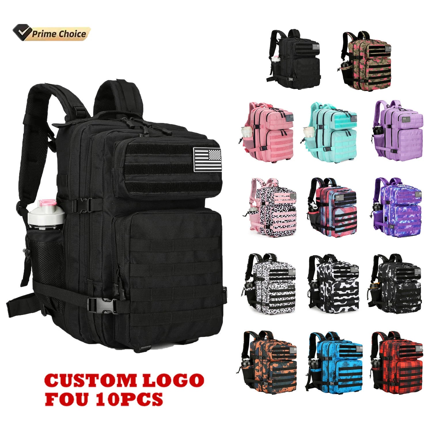 Custom 45L 25L Outdoor Assault Pack Fitness Gym Sports Backpack Molle Tactical Backpack