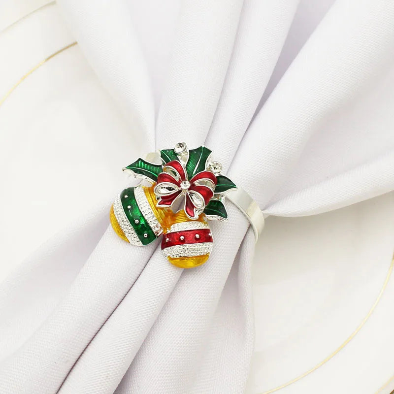 Luxury Christmas Metal Napkin Holder Candy Napkin Rings Crystal Table Accessories for Wedding Party Serviette Decoration Stocked