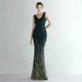 18973# Gradient Bead Style Socialite Banquet Temperament Figure Long Sequin Dinner Fishtail Dress