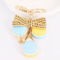 Delicate Macaron Cake Shaped Car Keychain Green Pink Macaron Bow Eiffel Tower Key Chain For Girl