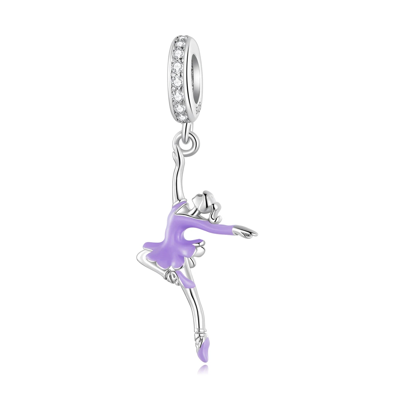 New Design 925 Sterling Silver Enamel Ballet Girl Pendant Charm Fit Necklace Bracelet Woman Fine Jewelry DIY SCC2394