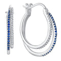Wholesale Custom Rhodium Plated Hoop Earrings White Cubic Zirconia Sapphire 925 Sterling Silver CZ Hoop Earrings for Women