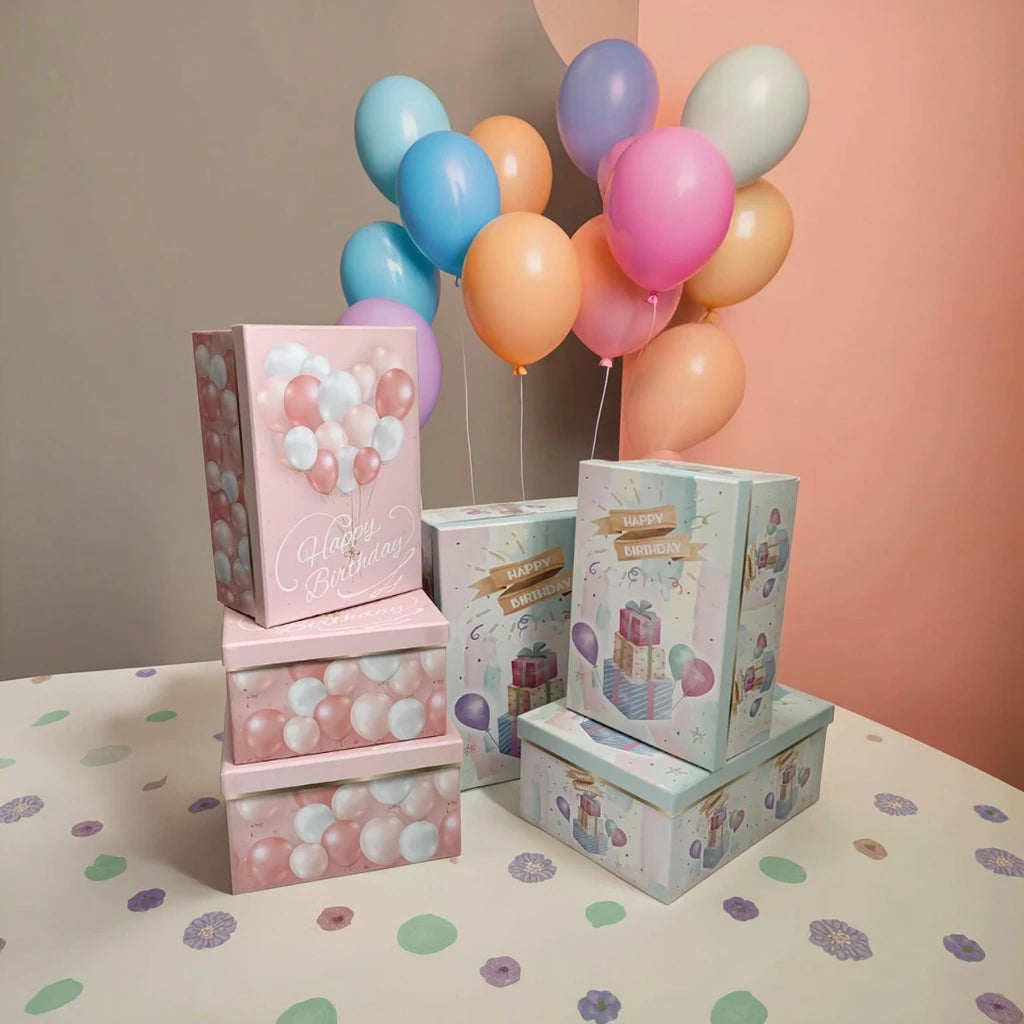 OEM Custom Printed Rectangular Party Pattern Gift Packaging Box Set 3 Piece Birthday Party Gift Box for Valentine's Day