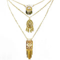 NZ1315 New Chic Gold CZ Diamond Micro Pave Evil Eyes Star With Drop Dangles Charms Pendant Chain Necklace for Women Ladies