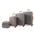 ABS 4 Pieces Hard Shell Goby London 4 Colors Good Quality No MOQ Luggage Sets Charging Port Double Zipper  Peach Skin Lining