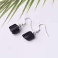 Natural Raw Stone Irregular Healing Stones Black Tourmaline Earring