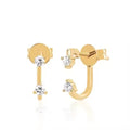 LOZRUNVE 18k Gold Double Stone CZ Front and Back Stud Ear Jacket Earring 925 Sterling Silver