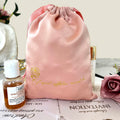 Custom logo Light pink Satin Chiffon Dust Drawstring Bag for Clothes Handbag Shoes